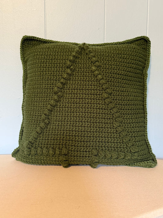 Crochet Christmas Tree Bubble Throw Pillow - Evergreen